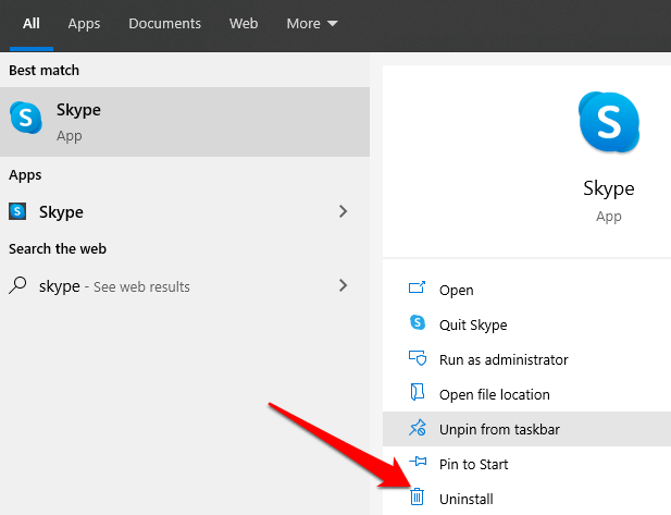 no skype menu bar windows 10