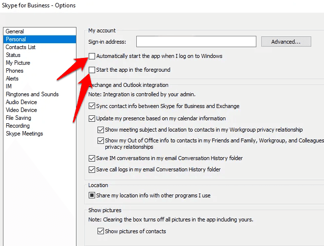 skype for business mac turn off auto start