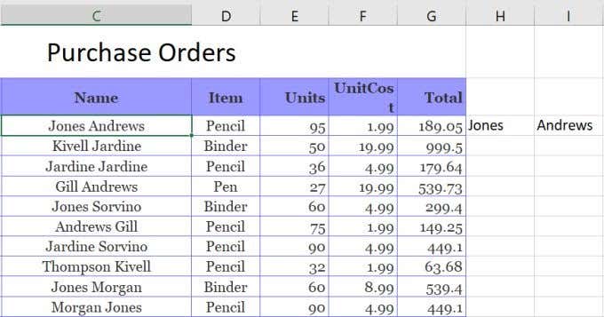 excel split cells by character