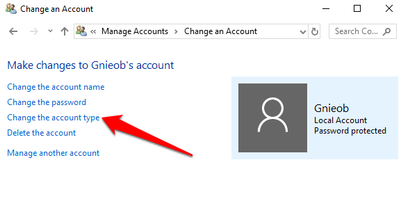 How to change administrator in windows 10