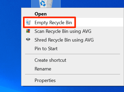 empty recycle bin