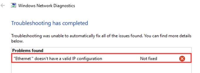 invalid ip configuration