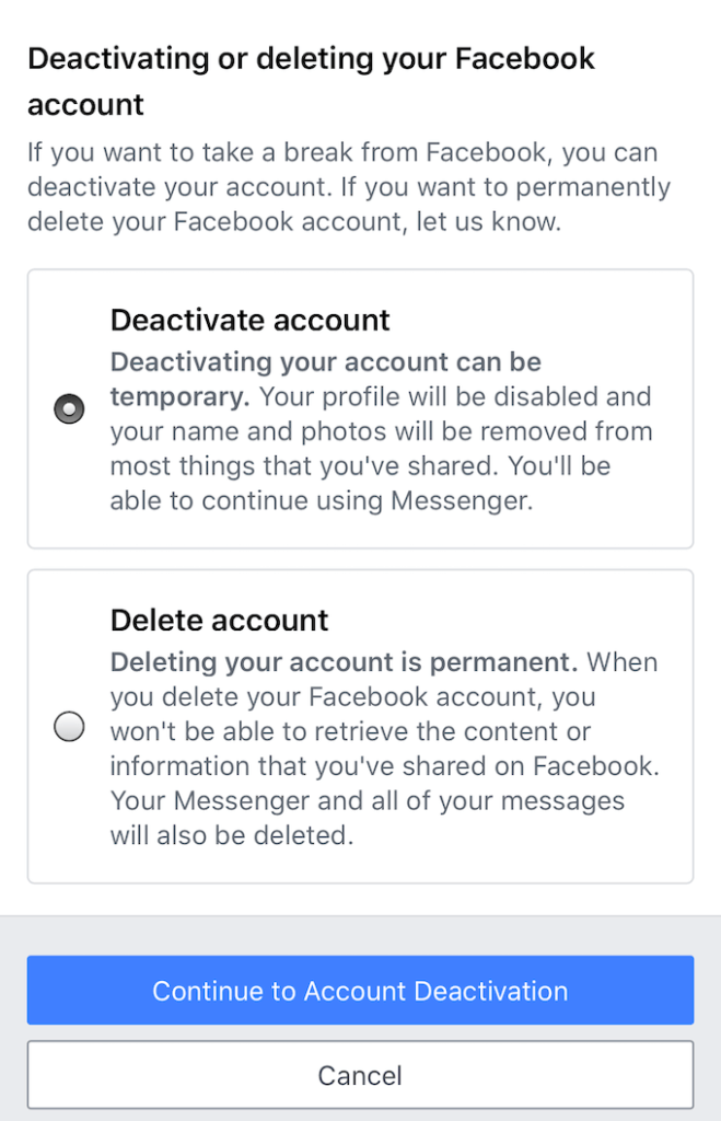 how do i delete my messenger account on android