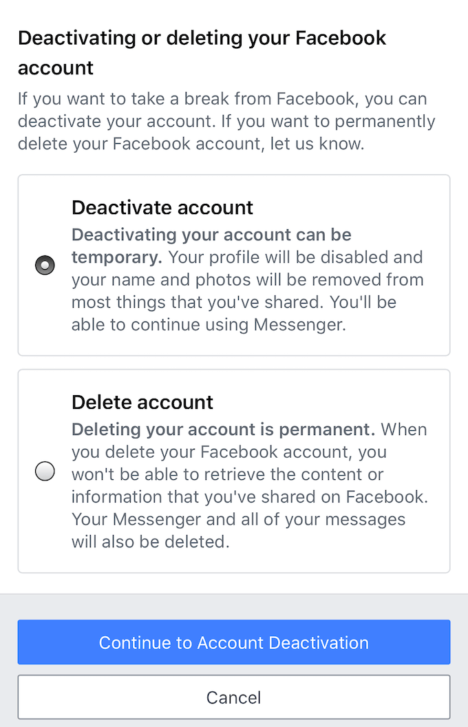 how to deactivate messenger
