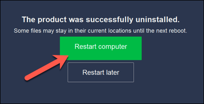 can t remove avast antivirus from computer