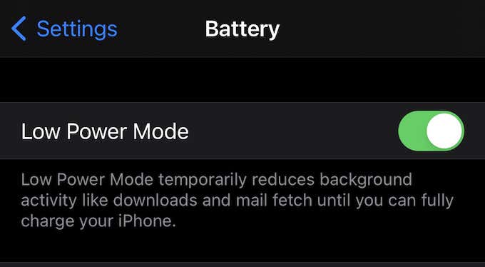 Low Power Mode in iOS
