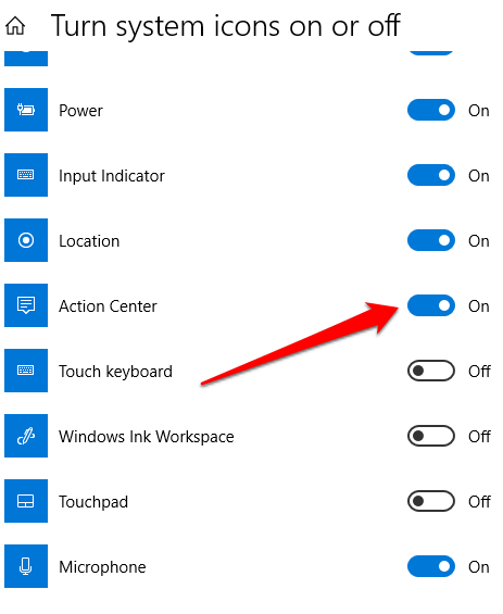 cannot open action center windows 10