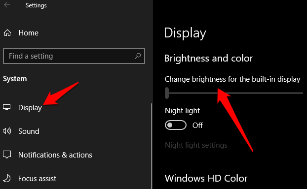 lower screen brightness windows 10