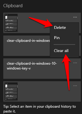 how to delete things from clipboard