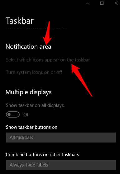 show hidden icons button