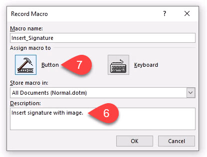 assign macro to button word