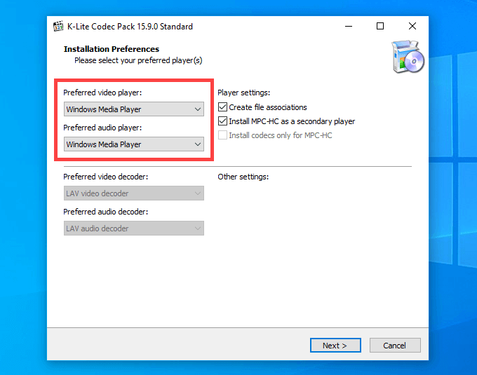 kodek audio potrzebny do odtwarzania plików w programie Windows Media Player