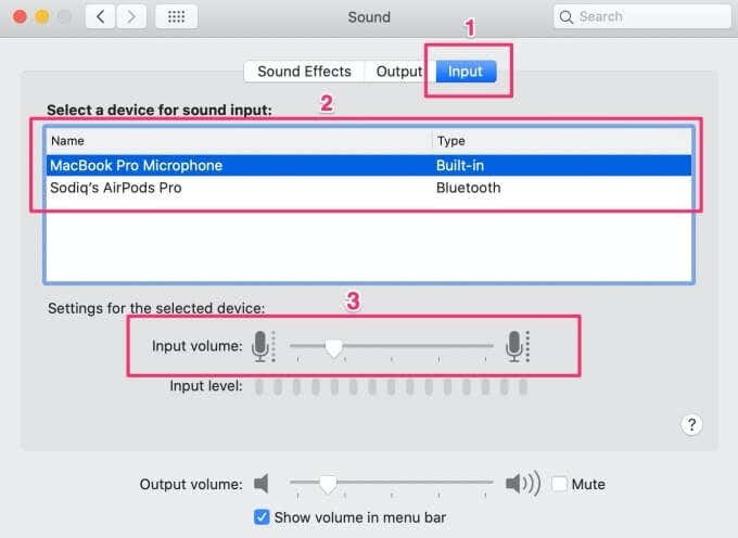 microphone settings on mac pro