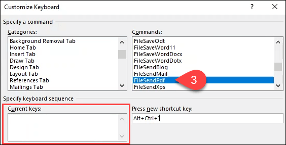 key combinations outlook for mac