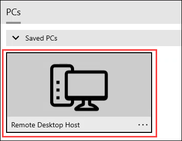 Selecting a Remote Desktop host.