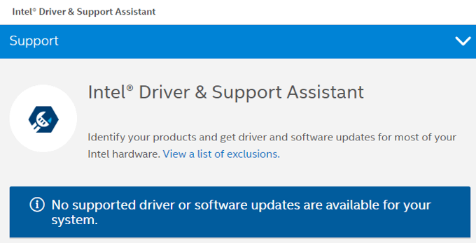 intel driver and support assistant setup failed