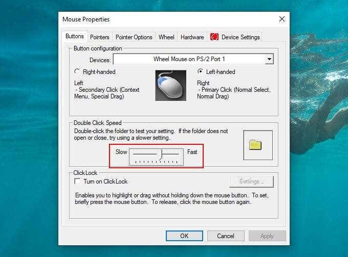 How to slow down the mouse's double click speed in Windows 7 and 8