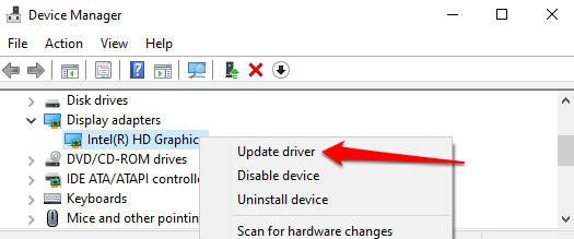 microsoft display driver update windows 10 error