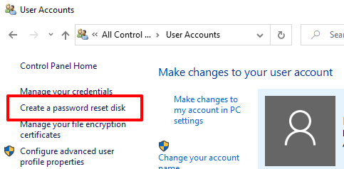 create a password-reset disk 