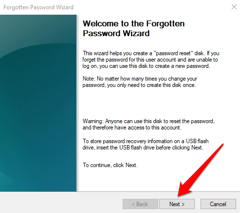 forgotten password wizard 