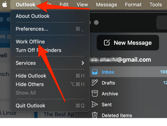 how to turn off working offline in outlook