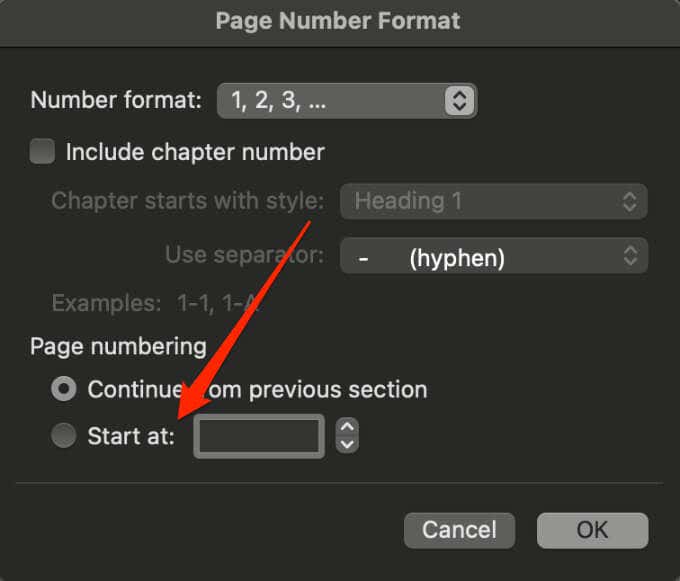 how to start page numbering later in word document