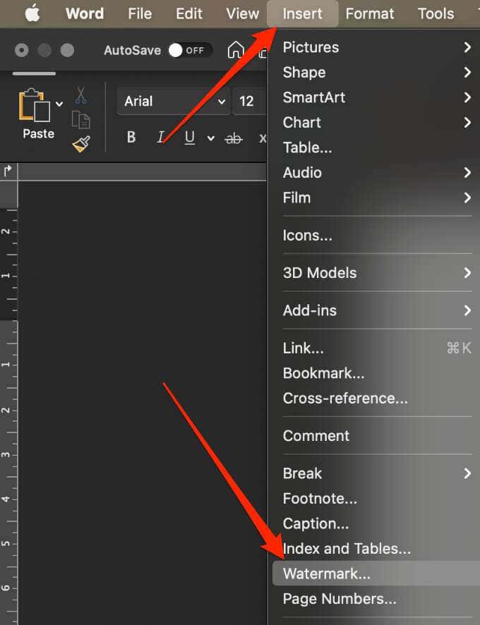 excel for mac watermark