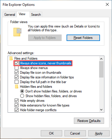 06 Disable File Explorer Thumbnails