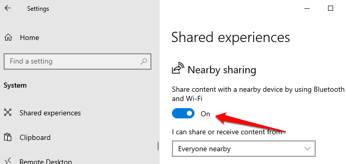 shared experiences windows 10