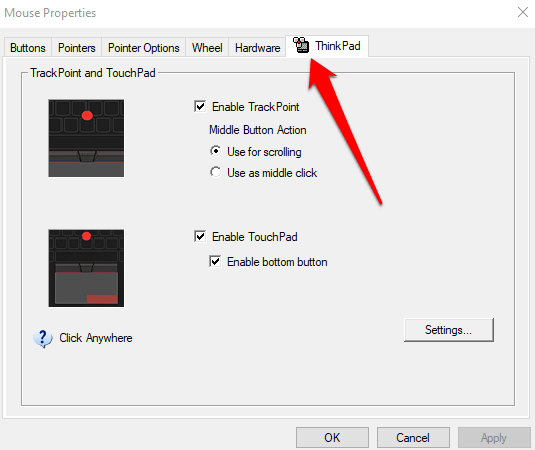 no touchpad tab in mouse settings