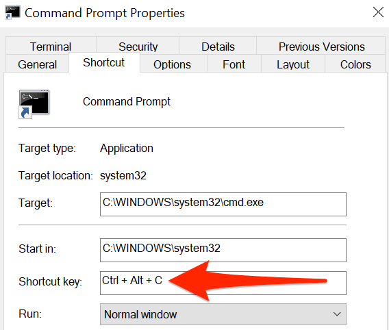 windows command prompt keyboard shortcut