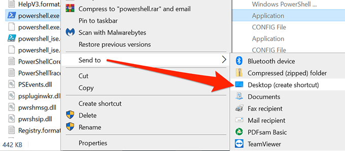 powershell shortcut prompt exe
