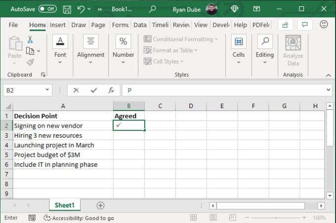 How to Insert a Check Mark (Tick ✓) Symbol in Excel [Quick Guide]