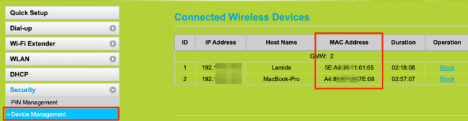 never show mac address to a phone