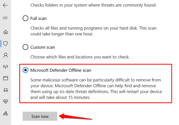 windows security offline scan