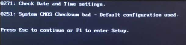 Checksum error defaults loaded при загрузке