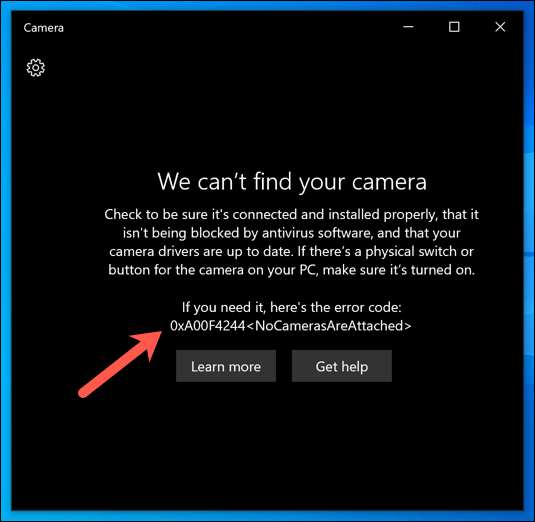 Не удается найти камеру на ноутбуке windows 10 код ошибки 0xa00f4244