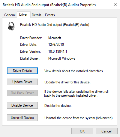 most recent update for microsoft audio driver