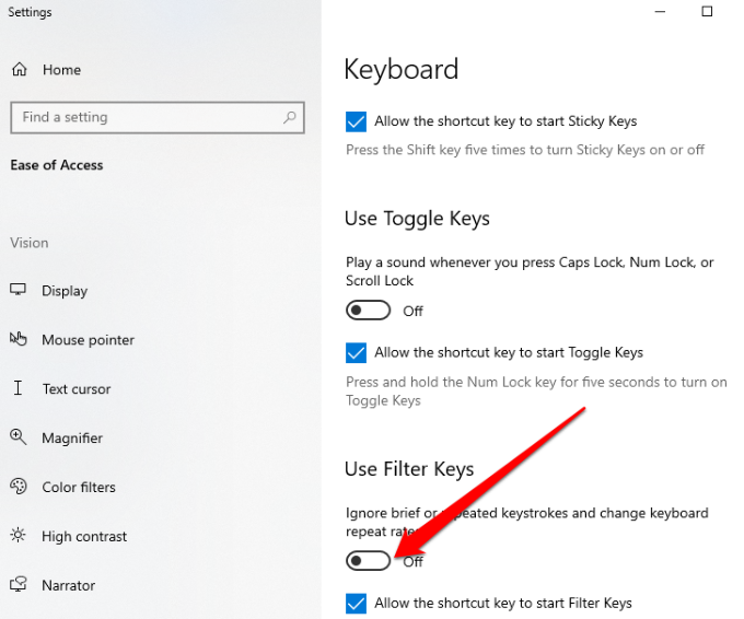 What are Filter Keys and How to Turn Them Off in Windows - 91