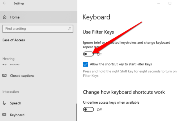 What are Filter Keys and How to Turn Them Off in Windows