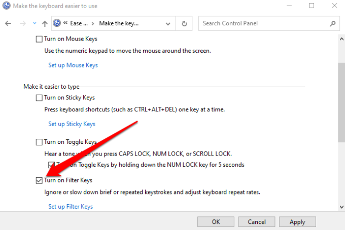 What Are Filter Keys And How To Turn Them Off In Windows