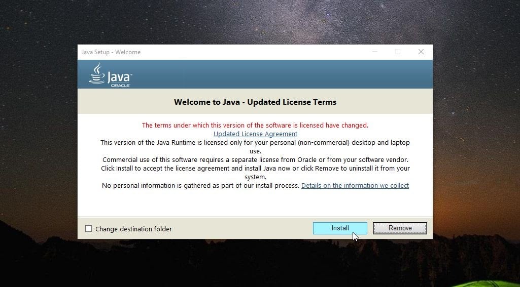 could not create the java virtual machine windows 8 install