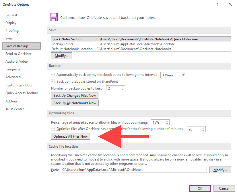 onenote not syncing notebooks because have doc link