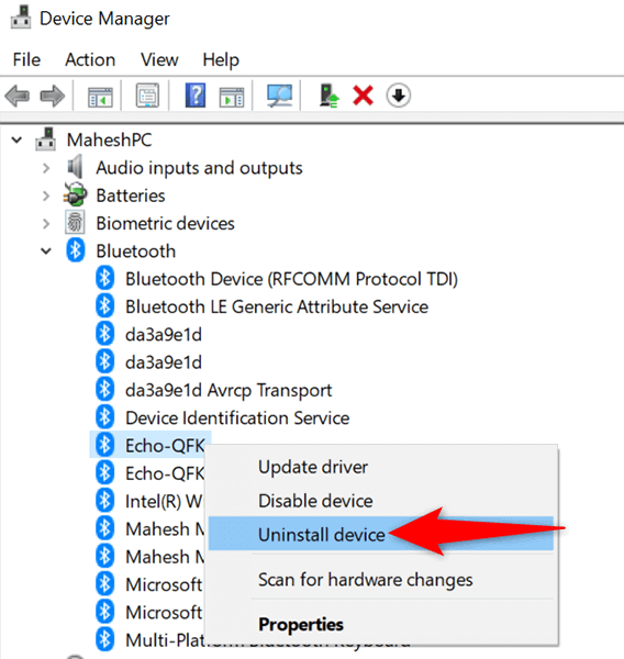 Удалить драйвера bluetooth windows