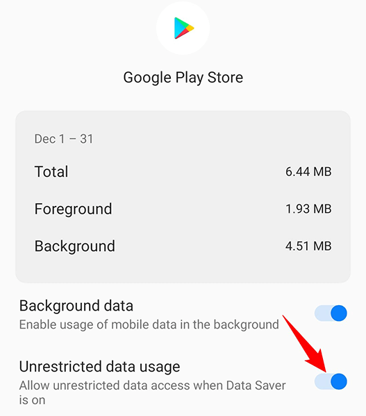 10 allow unrestricted data play store