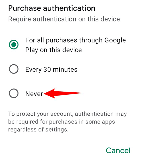 17 disable play store purchase authentication