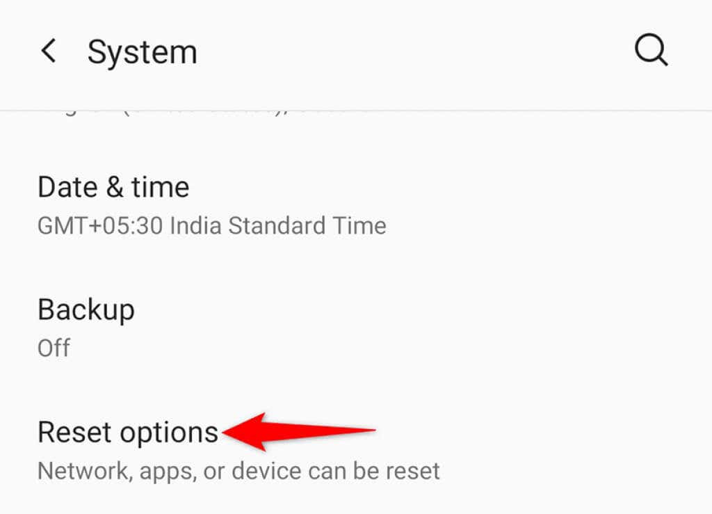 22 android reset options