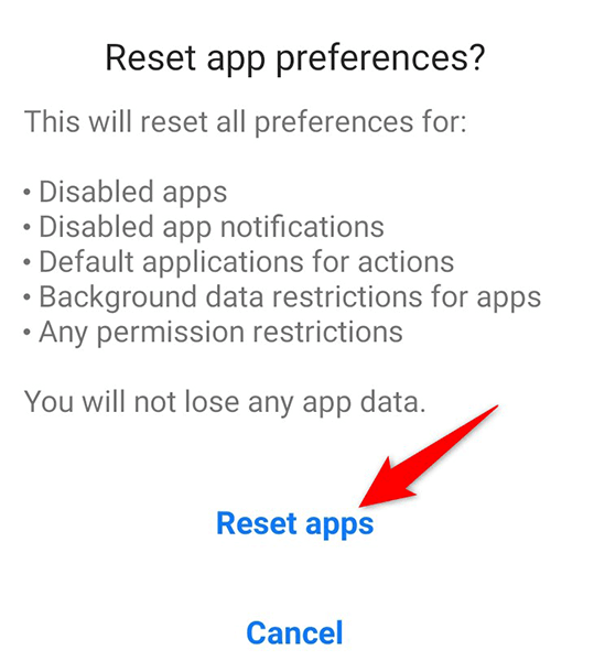 24 reset apps android