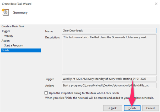 How To Schedule A Batch File To Run In Windows 11/10 Using Task Scheduler