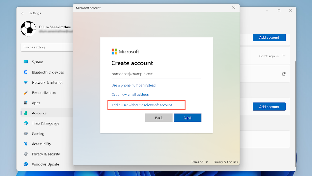 No Remove button for Microsoft Account in Windows 11/10